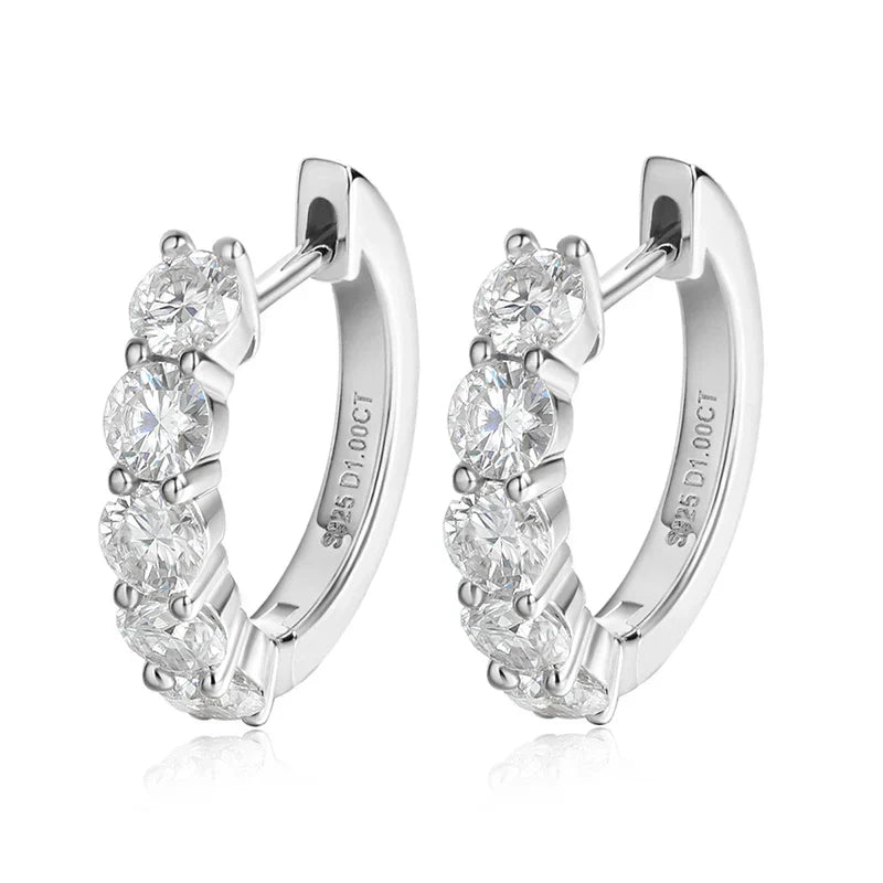 Each 0.2CT 3.5mm Certified All Moissanite Hoop Earrings for Women Classic Sparkly Bridal Jewelry Pure 925 Plated 18K