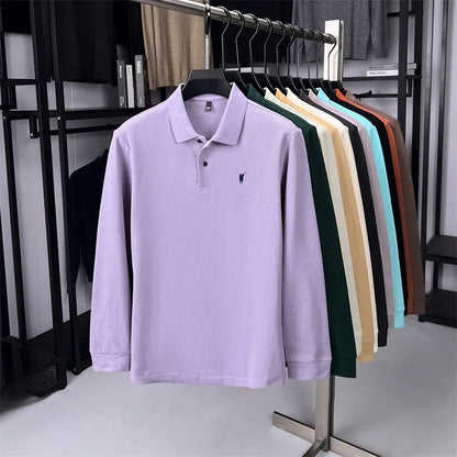 100% Pure Cotton Long Sleeved Men's Polo Shirt Hot Selling Brand Autumn Season Exquisite Pony Embroidery Breathable Top T-shirt