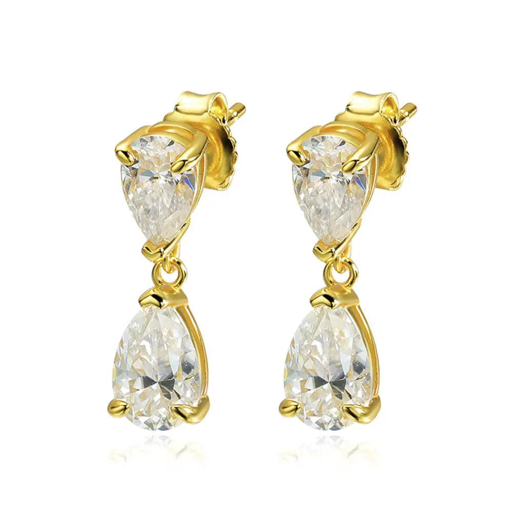 D VVS1 Pear Moissanite Drop Earrings for Women GRA Certified Diamond Solid s925 Silver Plated 18k Gold Wedding Earring