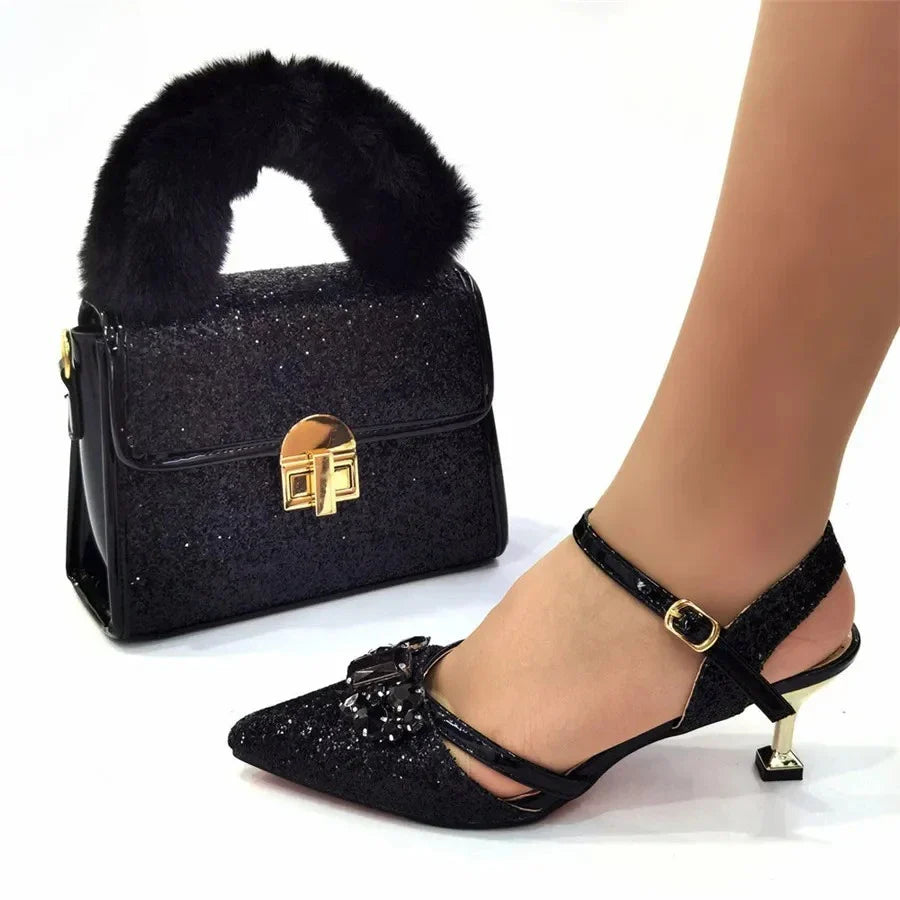 Fashion Orange Women Shoes And Bag Set To Match Ladies High Heels Wedding Pumps And Handbag Clutch Sandals Sandales CR928 6CM