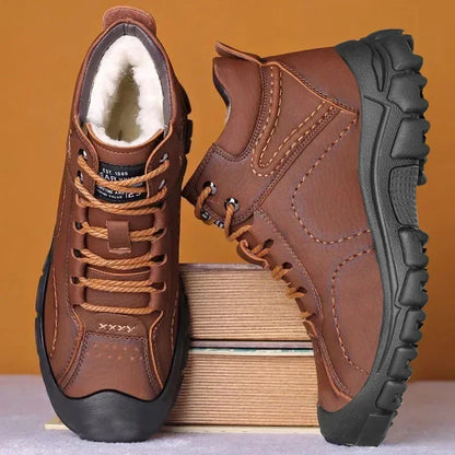 Winter New Cotton Shoes Plus Fleece Thick Casual Sports Shoes Men's High Top Leather Shoes Fashion Snow Boots