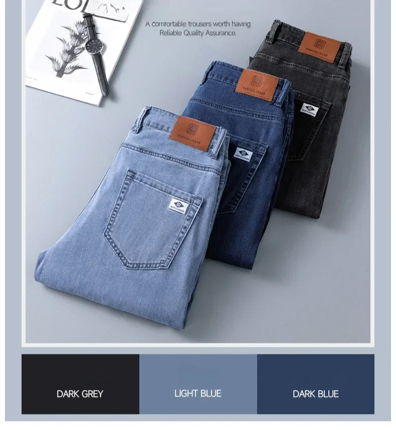 Business Jeans Men's Spring Thin Casual Straight Fashion Loose Brand Pants Comfortable Male Denim Trousers Versatile