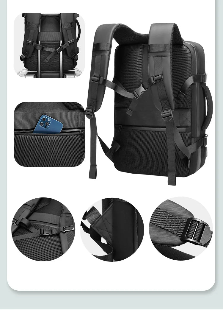 Travel Men Expanded Laptop Backpack vacuum compression hiking Backpack USB charging Business Large Capacity Backpack For Pumps