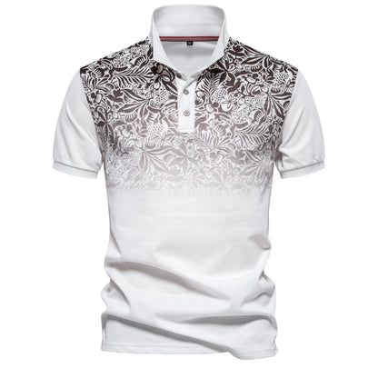 New Design Gradient Printed Cotton Blend Polo Shirts for Men Short Sleeve Summer Fashion Mens Polos