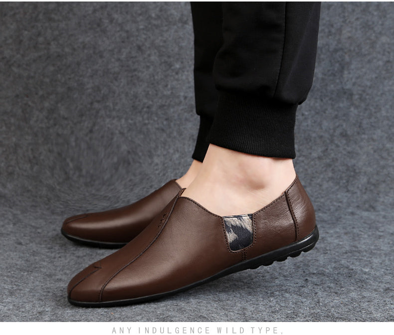 Genuine Leather Men Casual Shoes Luxury Brand Soft Mens Loafers Breathable Moccasins Slip on Lazy Driving Shoes Plus Size 38-47