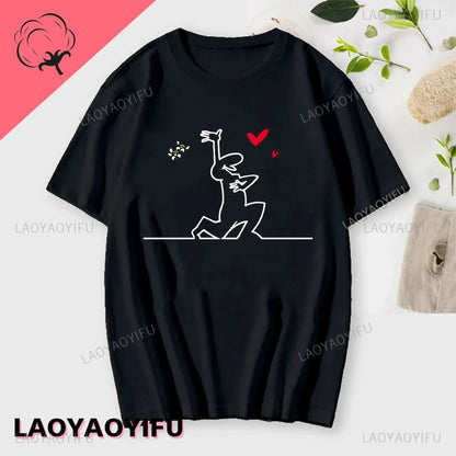 La Linea The Line Osvaldo Cavandoli TV Men Women Style Streetwear Tee Fashion Cotton T Shirt Round Neck Casual Summer Camiseta