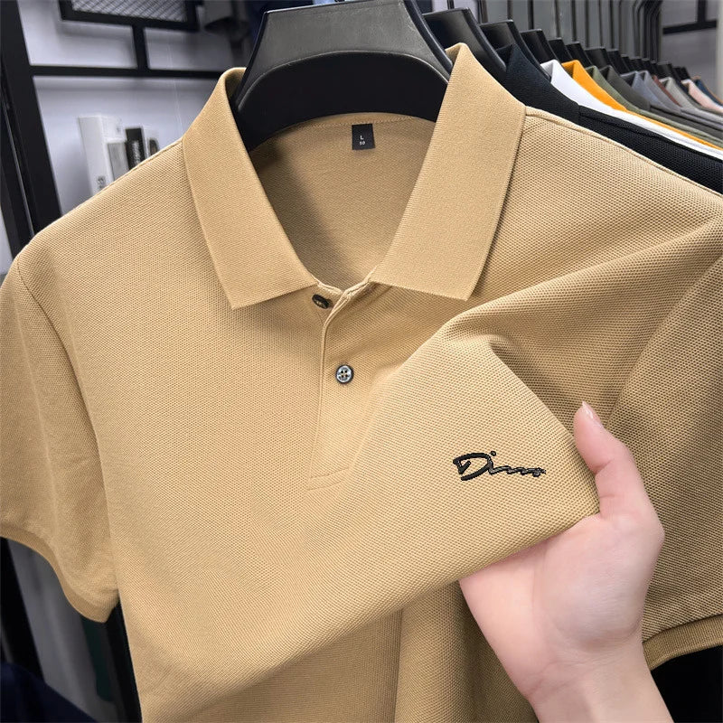 cotton100% hot sale men's new short sleeve polo shirt summer lapel letter printing ventilate t-shirt business classic mans wear