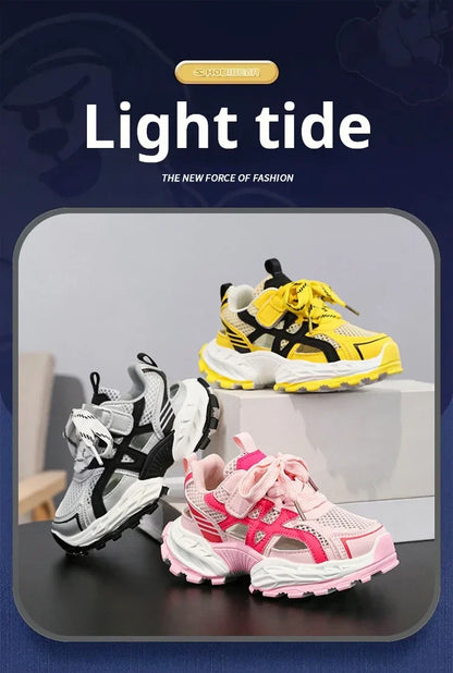Fashion Kids Soft Chunky Running Sports Shoes Children's Sneakers Boy Spring Summer Mesh Girls School Causal Basketball Shoes
