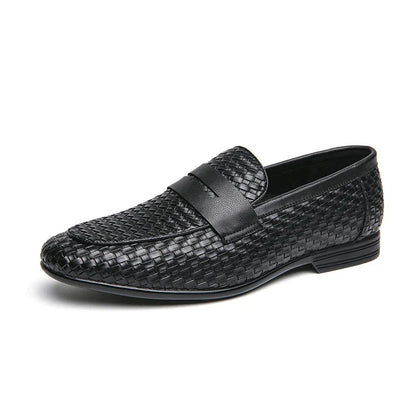 European station fashion brand luxury bean shoes leather men's shoes slip-on loafers classic plaid small leather shoes