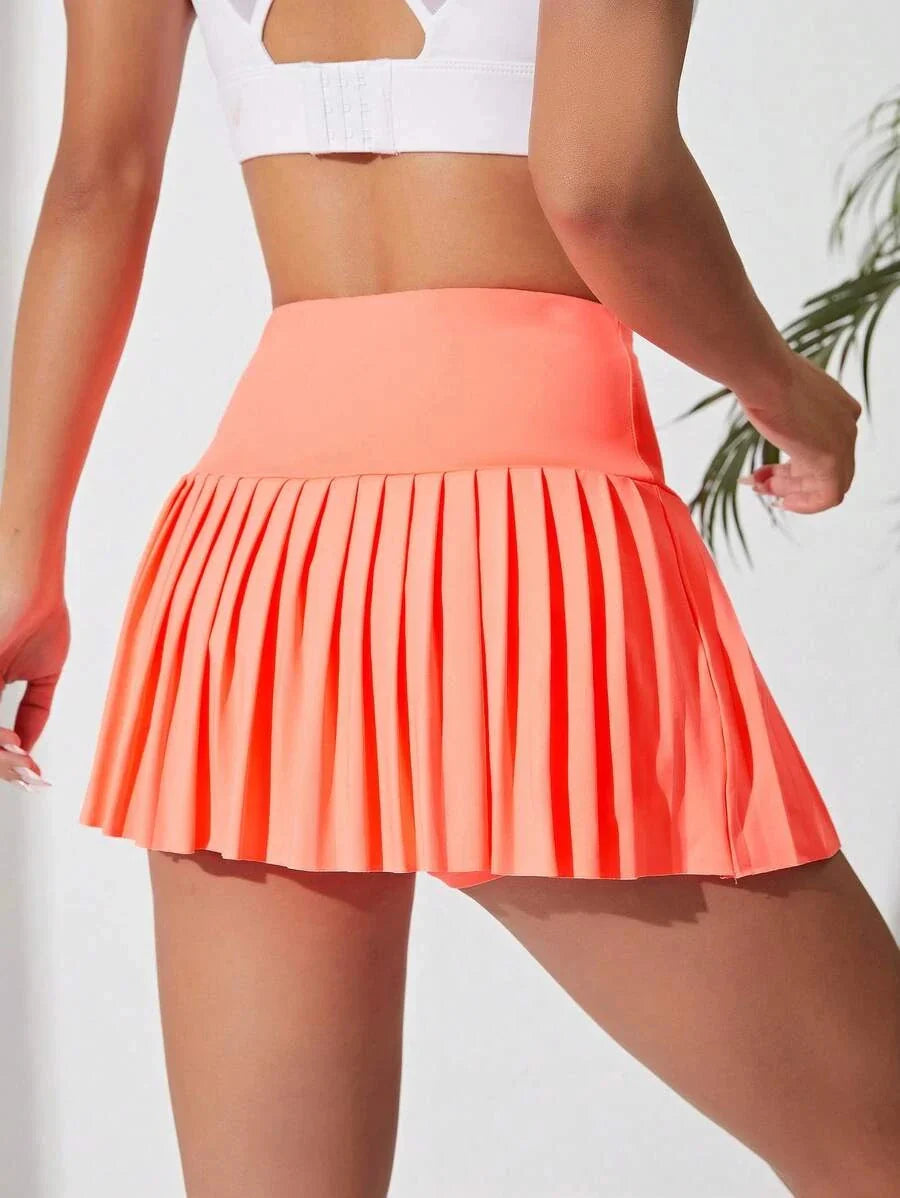 Women's Fashion Stretchy Sporty Pleated Gradient Wide Waist High Waist Pleated Skirt