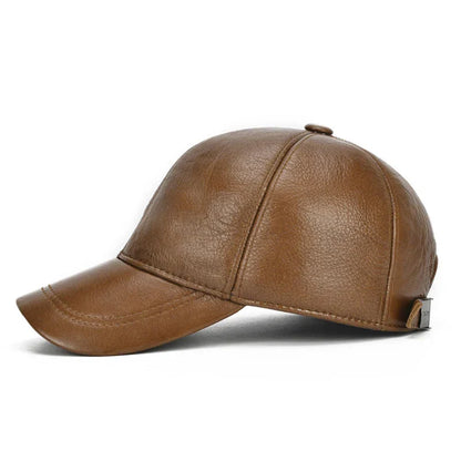 Adjustable Men's Genuine Cowhide Leather Baseball Cap for Fall Winter Outdoor Sports Hat Men Real Cowhide Leather Caps