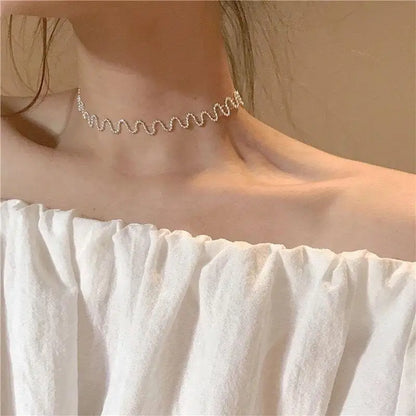 Heart Shape Pendant Necklaces Silver Color 5A Cubic Zirconia Minimalist Style Clavicle Chain Women And Girl Jewelry