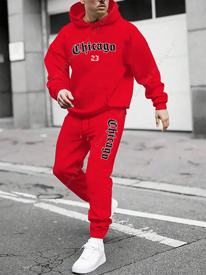 Men's sportswear - Hoodie and sports pants, loose-fitting style suitable for daily and sports wear swearshirts Tops