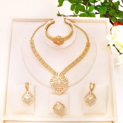 4Pcs/Set Cubic Zirconia Bridal Jewelry Set Dubai Nigeria Wedding Gift White Crystal Zircon Women Sets 2025 Trendy New