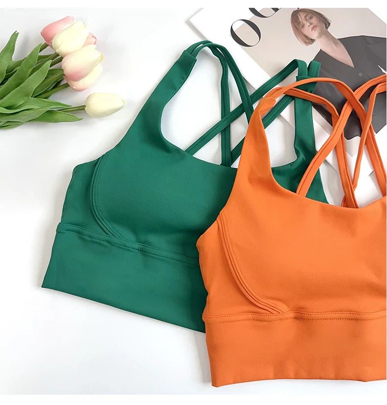 2Pcs Yoga Sets Naked Feel Gym Set Women Workout Clothes High Waist Yoga Shorts And Strappy Sports Bra Short Sets Summer