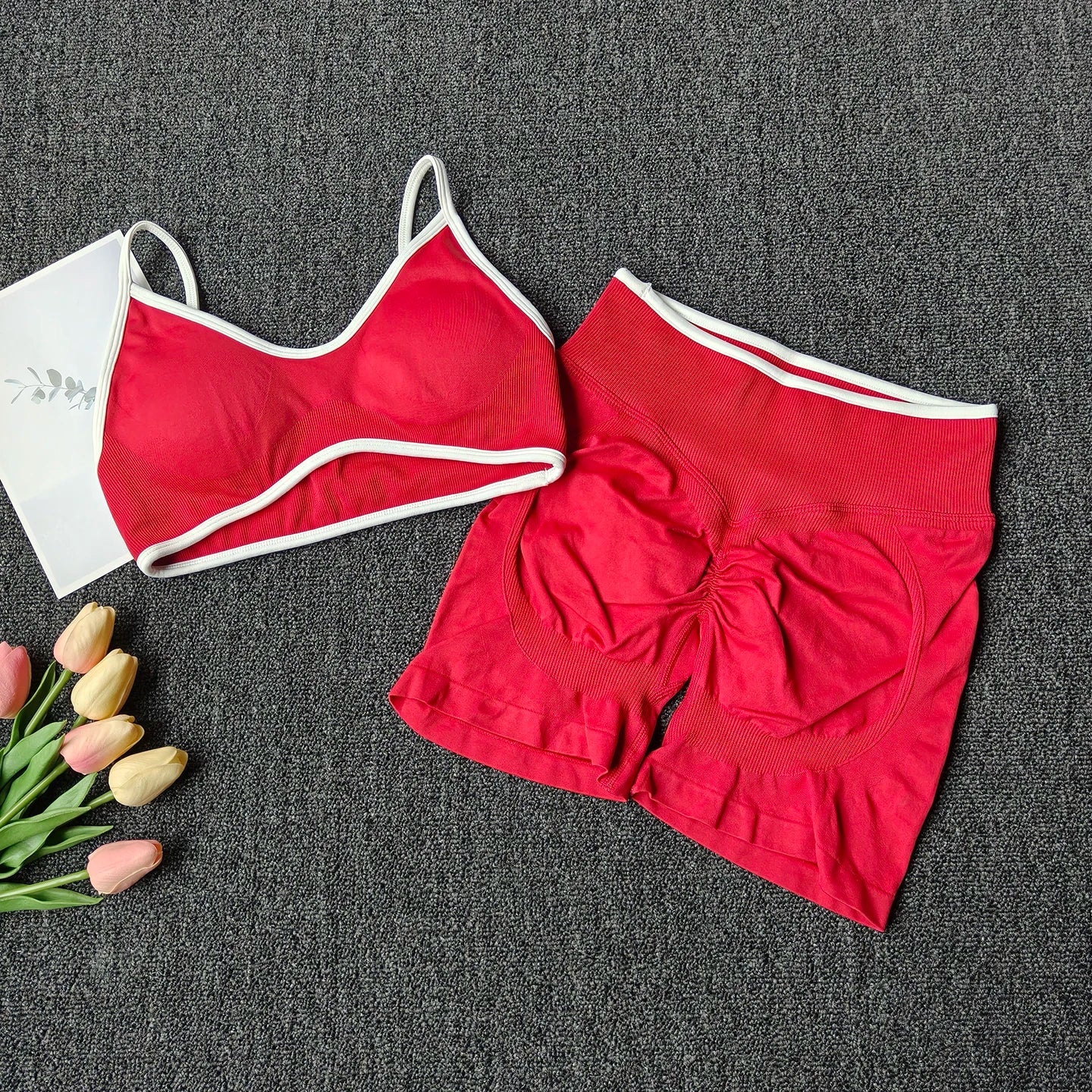Peach Buttock Yoga Suit Women Gym Seamless Suspender Gathering Bra High Waist Hip Lifting Belly Tightening Shorts Fitness Set