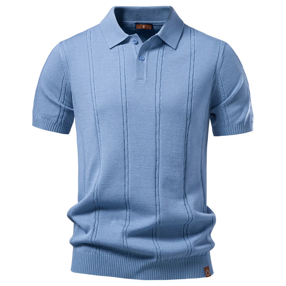 Men's Stripe Golf Polo Shirt Old Money Cool Silk Fabric Short Sleeve Icy Touch Breathable Casual Summer Top