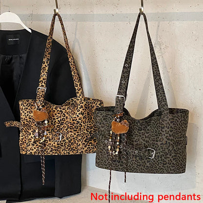 Casual Large-Capacity Leopard Print Women's Bag New Lightweight Versatile Shoulder Bag Relaxed Commuting Tote Bag