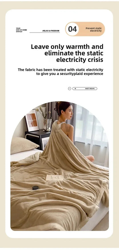 Double Layer Solid Color Milk Velvet Blanket Autumn Winter Thicken Warm Plush Blanket for Bed Sofa Single Double Thick Bed Sheet