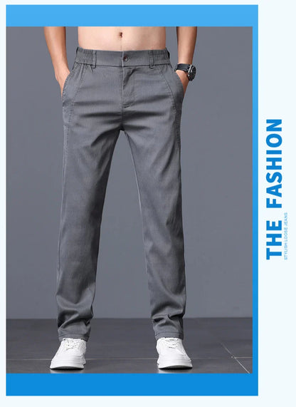 2025 Spring Thin Brand Men's Lyocell Pants Casual Business Straight Elastic Waist Comfortable Trousers Pants for Male