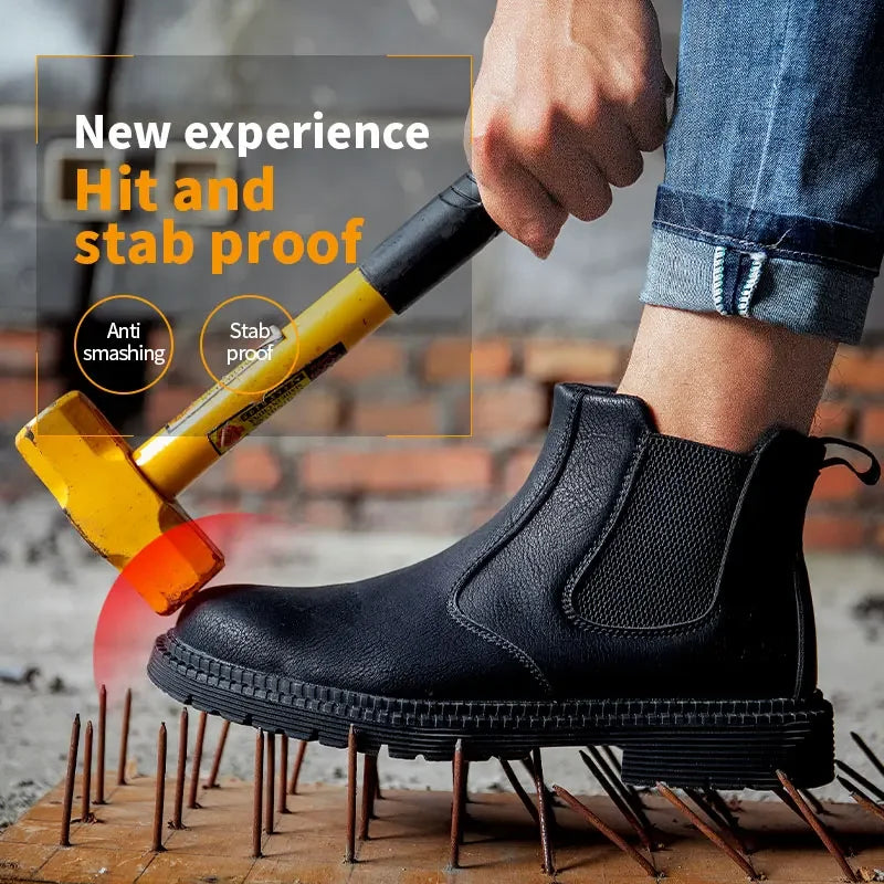 Anti Smashing Anti Piercing Steel Toe Combat Boots Anti Splashing Anti Slip Oil Wear Resistant Durable Labor Protection Shoes