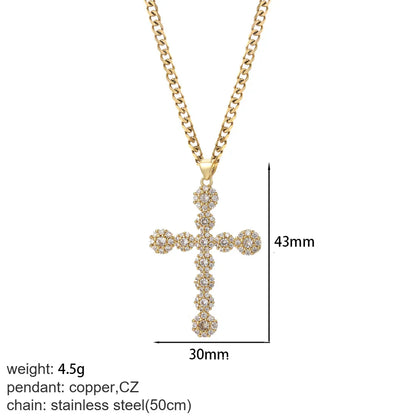 Cross Women's Pendant Collar Gold Color Our Lady Choker Jesus Necklace for Women Long Stainless Steel Chain Amulet Collars