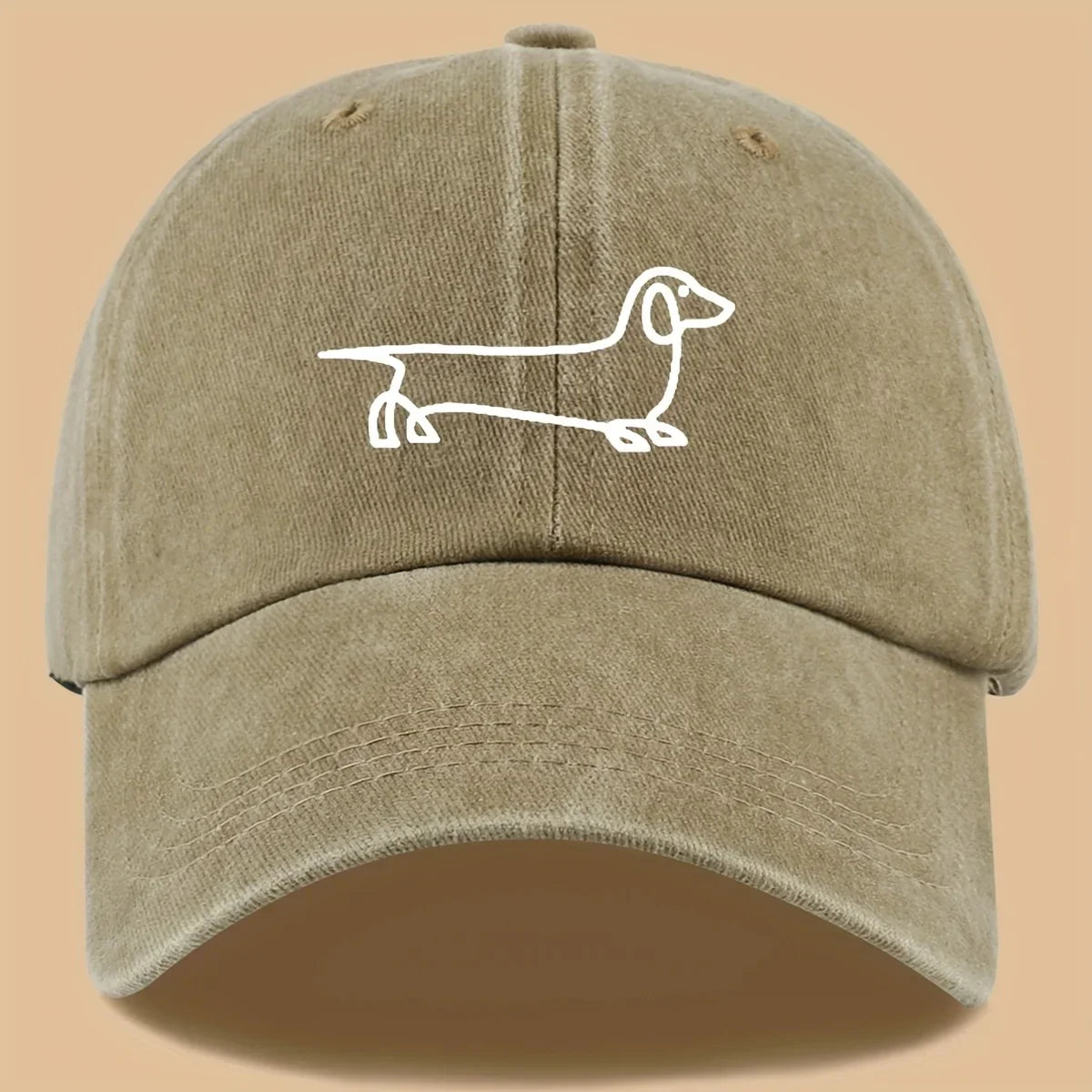 Simple dog print baseball cap, versatile for both men and women, suitable for outdoor travel as a hat for pet enthusiasts