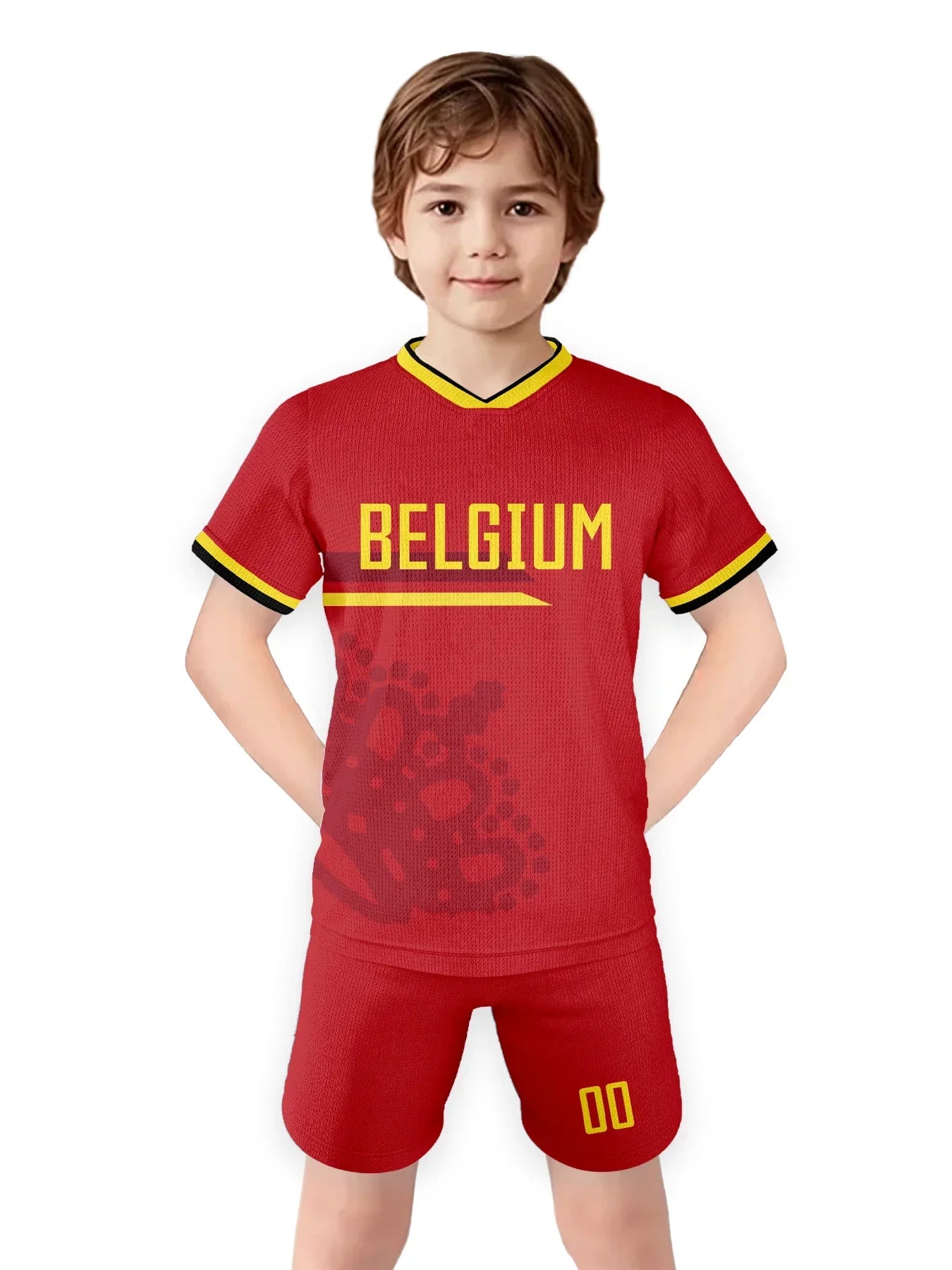 Belgium Customized Football Jersey for Kids Boys Soccer Jersey Set Personalized Summer Football Uniforms Girls Tracksuit 3-14Y