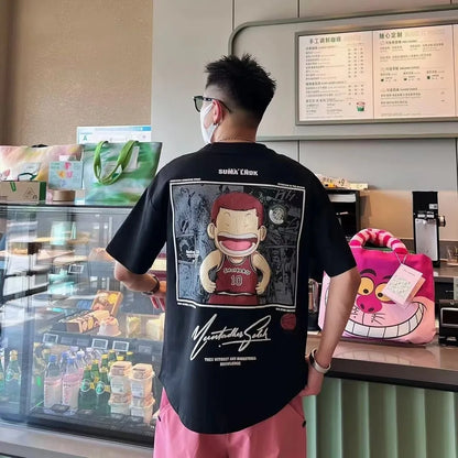 Men's Oversized Tee Casual Loose Japanese anime slam dunk Printed T-shirt Suitable Men Women