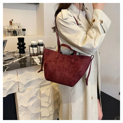 2025 Hot Sale Autumn Soft Women's Handbags Faux Suede Solid Color Large Capacity Shoulder Bag Casual Versatile Ladies Bags