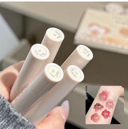 Retro Mail Makeup Set 5pc Matte Lip Mud,1 Blush,1 Highlight And 1 Necklace Gift Multipurpose Cosmetics Kits For Women