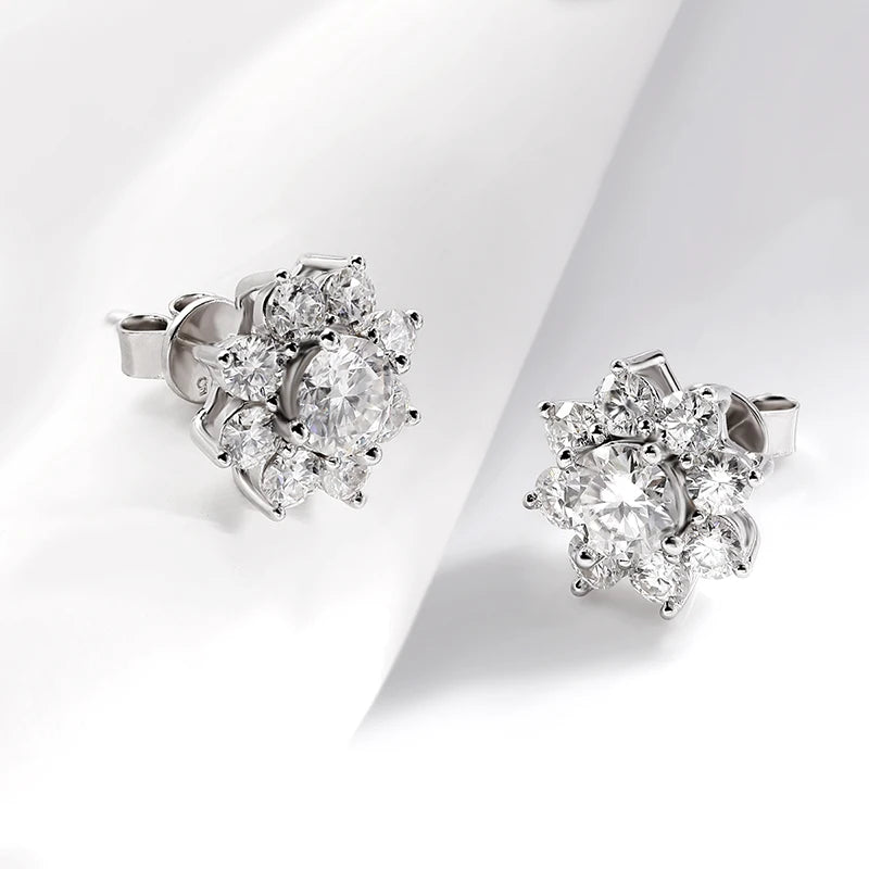 Full Moissanite Jewelry Set 925 Sterling Silver Sunflower Necklace Bracelet Earring Sets For Women Fine Jewelry GRA Tested