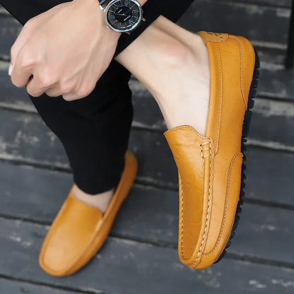 Genuine Leather Breathable Mocasines Casual Loafers Leather Shoes For Men Slip On Formal Italian Driving Flat Chaussure Homme