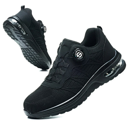 New Men's Rotary Buckle Safety Shoes Anti-Impact Anti-Piercing Lightweight Work Boots Fashion Sporty Design for Outdoor Pro
