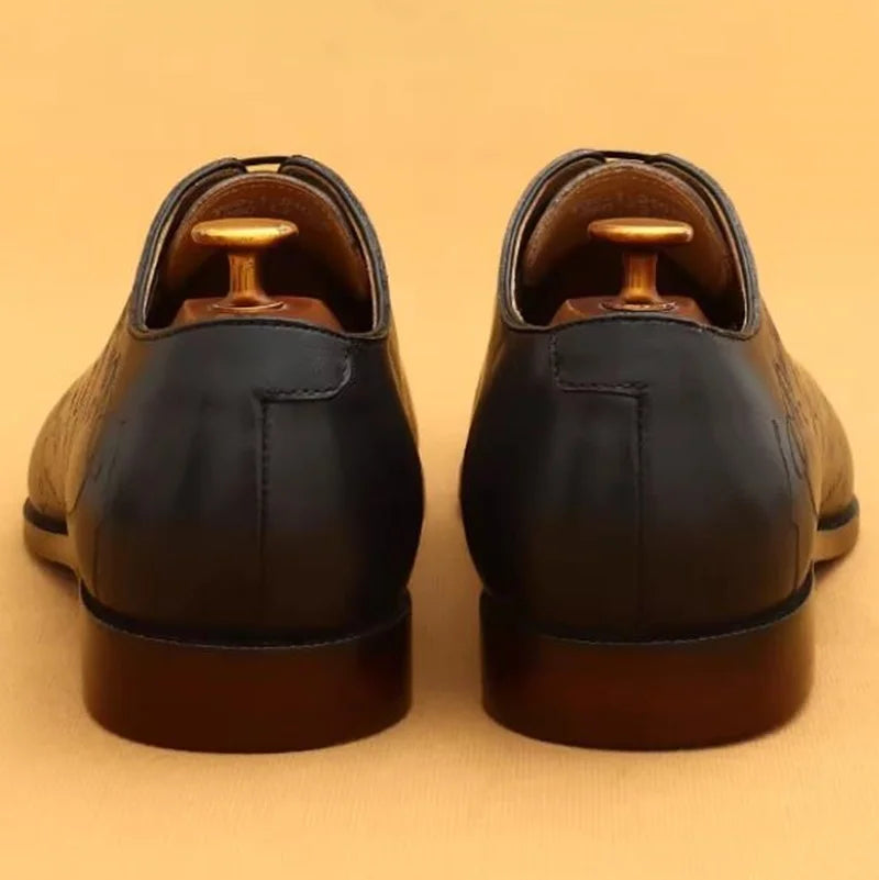 First-layer Cowhide One-piece Leather Oxford Shoes With Laser Engraving Men's Business Formal Shoes Oxfords Social Shoes Man