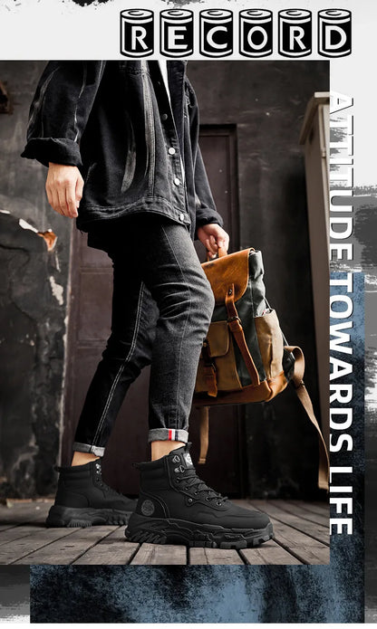 Men Boots Cotton Boot Platform Autumn British High Top Retro Thick Sole Lace Up Comfort Anti Slip Sport Mountaineering Boot