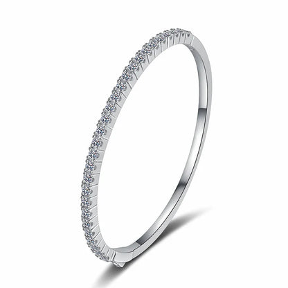 2.5mm All Moissanite Bangles for Women Luxury Sparkling Bracelets Wedding Birthday Gift 925 Sterling Silver Plated 18K