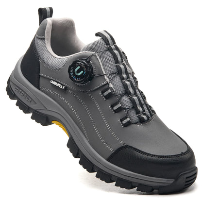 Men's Steel-Toed Safety Shoes With Anti-Crush, Anti-Puncture And Anti-Slip Soles, Fashionable Button Industrial Work Shoes