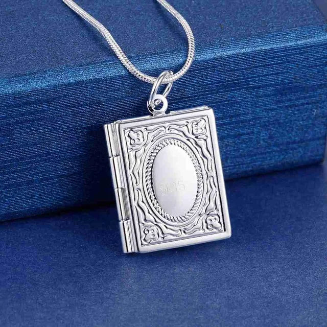 925hot sale Silver color Photo Frame Pendant Necklace Snake Chain For Woman Charm Wedding Fashion Jewelry ColorLN072