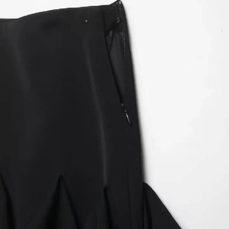 Irregular Hem Skirt Women's New Style Asymmetric mid Waist Skirt Simple Mysterious Personaliti Slimming Style