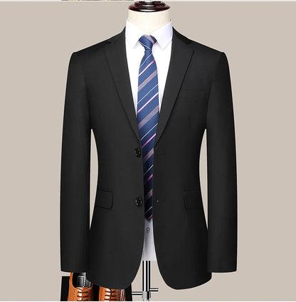 Men's Slim Fit Two-Button Wedding Suit Korean Style Business Formal Two-Piece Set with Trousers High-Quality 2025