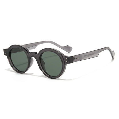 Round Sunglasses Men Punk Double Color Shades UV400 Retro Rivets Decoration Women Trending Sun Glasses Clear Lens Frame