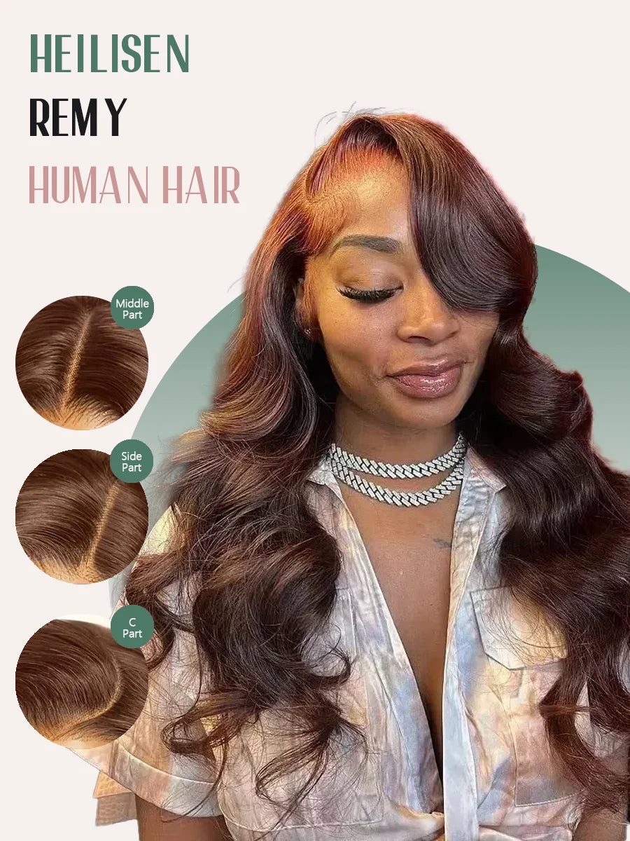 220% Density 36 Inches Chocolate Brown Body Wave 13x6 Lace Front Human Hair Wigs 13x4 Lace Frontal Wig Brazilian Remy Hair Wig