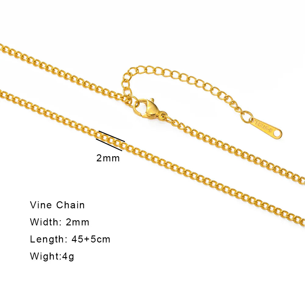 Stainless Steel Gold Color Chain Necklace Women Minimalist Cuban Paperclip Twisted Snake Chain Fashion Jewelry Wholesale
