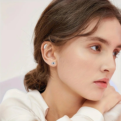 6Pcs 316 Stainless Steel Flat Back Spiral Ear Skull Stud Earrings,Shiny Cubic Zirconia Chain Screw Stud Piercing Jewelry Gifts