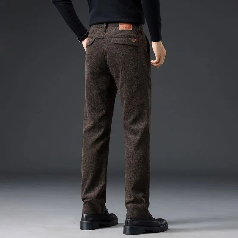 Men's Loose Casual Pants Autumn and Winter New Fashion Pocket Wide-leg Business Pants Comfortable Elastic Waist Stretch Pants