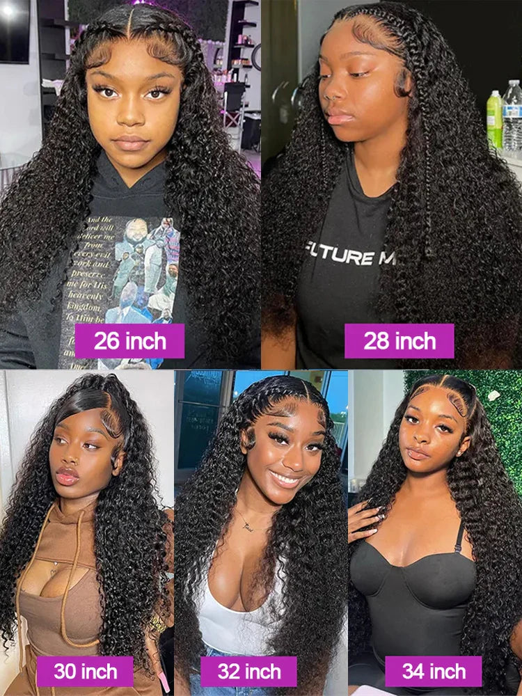 40 46 Inch Deep Wave Lace Frontal Wig 13x4 13x6 Hd Transparent Curly Human Hair Lace Front Wigs For Black Women Water Wave Lace Wigs Pre Plucked Baby Hair 300 High Density Brazilian Human Hair