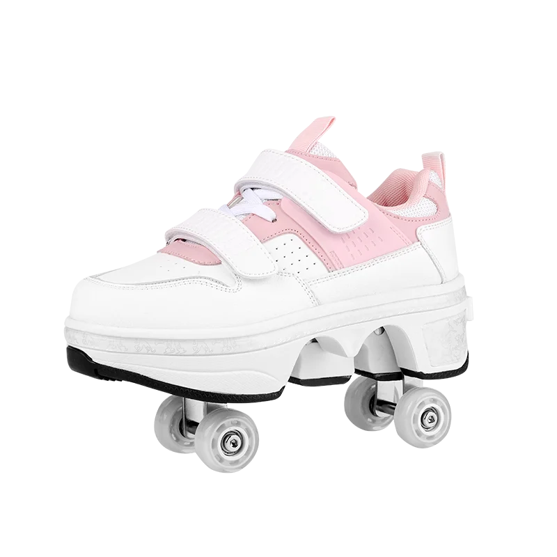 Children Wheels Shoes Roller Sneakers With 4 Wheels Skates Adult Runaway Parkour Deformation Shoes For Women Men Youth Kids Gift