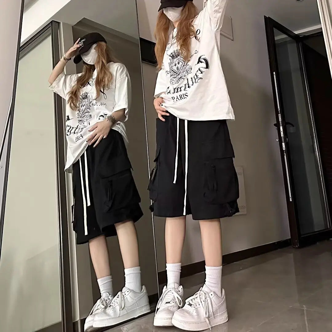 Europeans American Style Plus Size Cargo Pants High Street Hip-hop Women's Shorts Summer New Casual All-match Five-pointed Pants