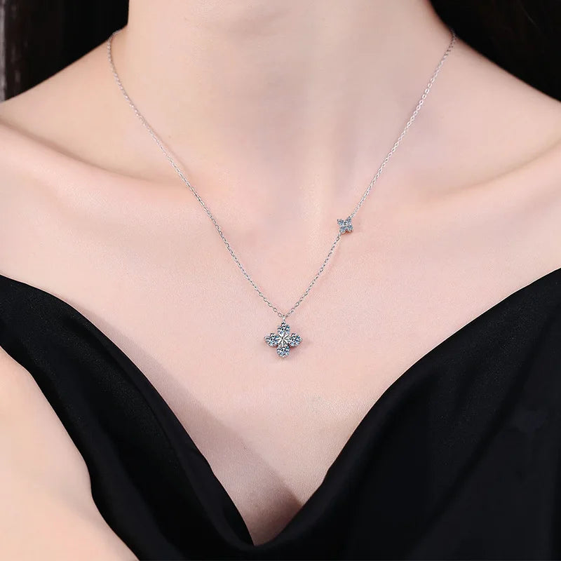Clover GRA Certified 1.2cttw Moissanite Diamond Link Bracelet for Women 925 Silver Plated 18k Gold Hand Chain Bracelets